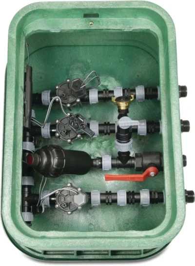 Rain Bird Assembled valve box rectangular HDPE 1" male thread green type 2 valves